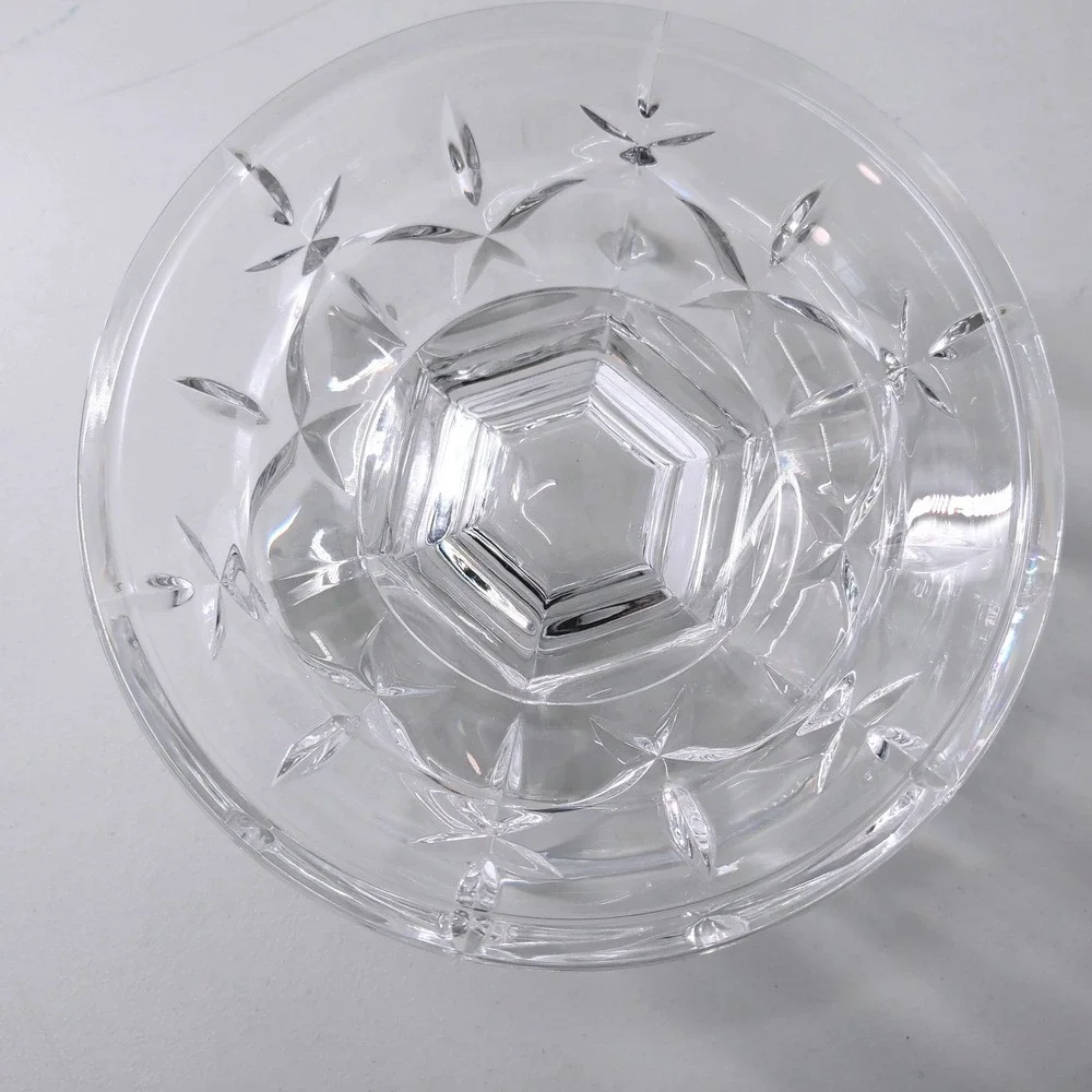 Gorham Lady Anne Crystal Vintage Pedestal Bowl Hexagon Footed Centerpiece 8.5in